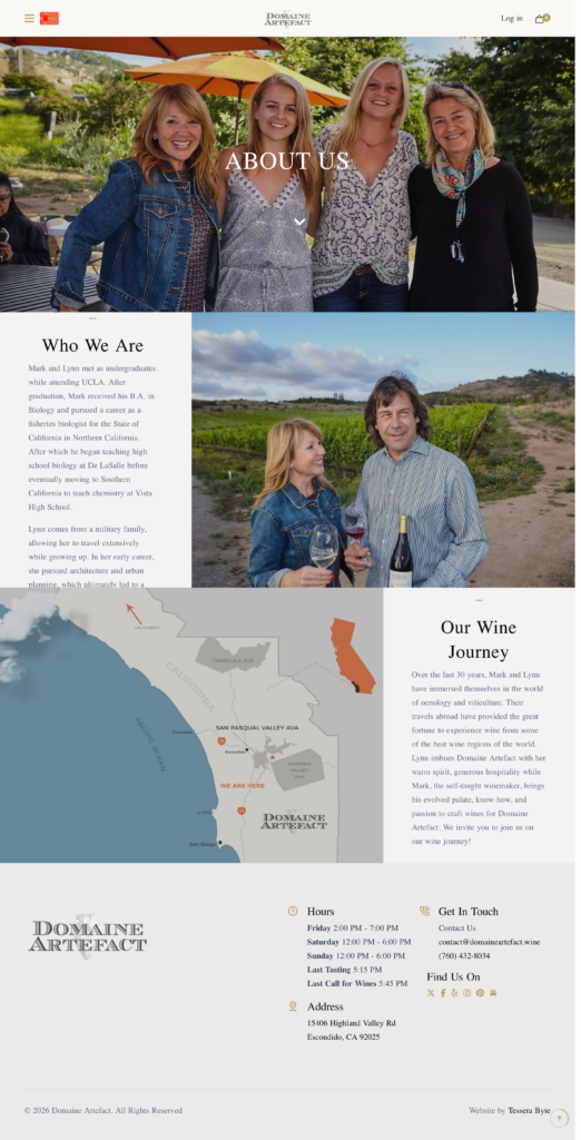 Domaine Artefact | Award Winning Winery In San Diego | About Us